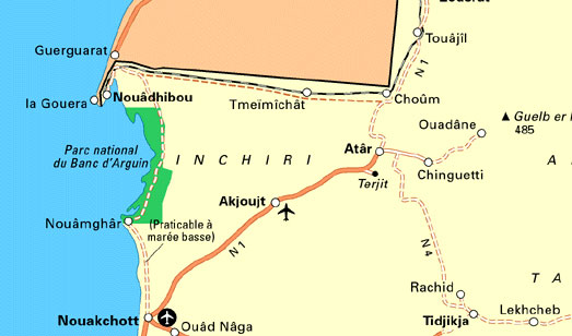 Carte du nord de la Mauritanie